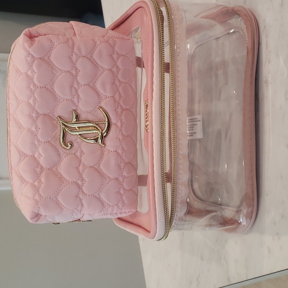 Juicy Couture NWT Cosmetic Bag 6"H ×8"W Pink/Gold - Picture 3 of 5